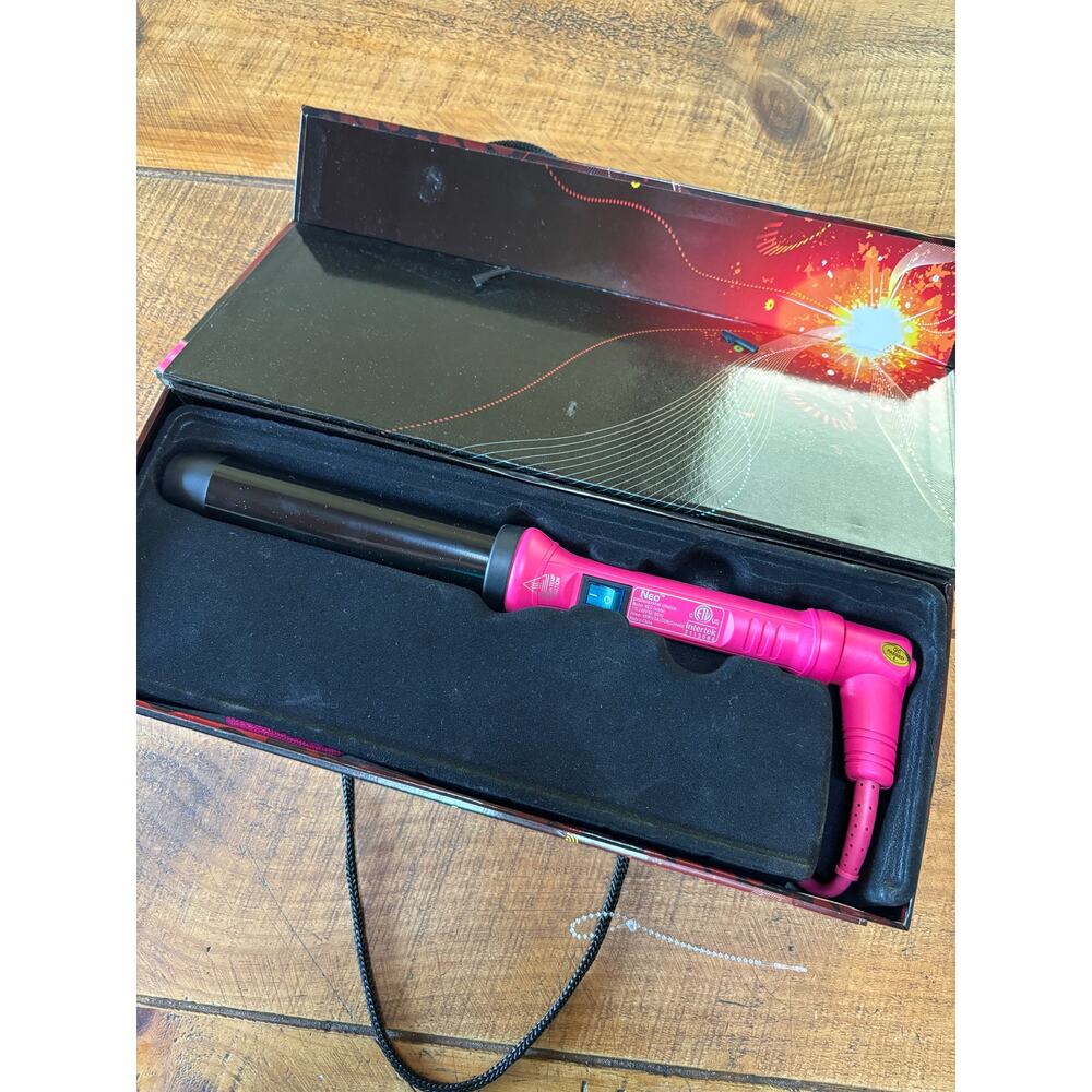 NIB NEO Twister Tourmaline Ceramic Curling Wand Pink And Black 32mm Barrel - Picture 2 of 8